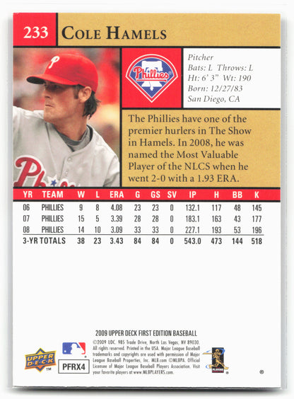 2009 Upper Deck First Edition #233 Cole Hamels