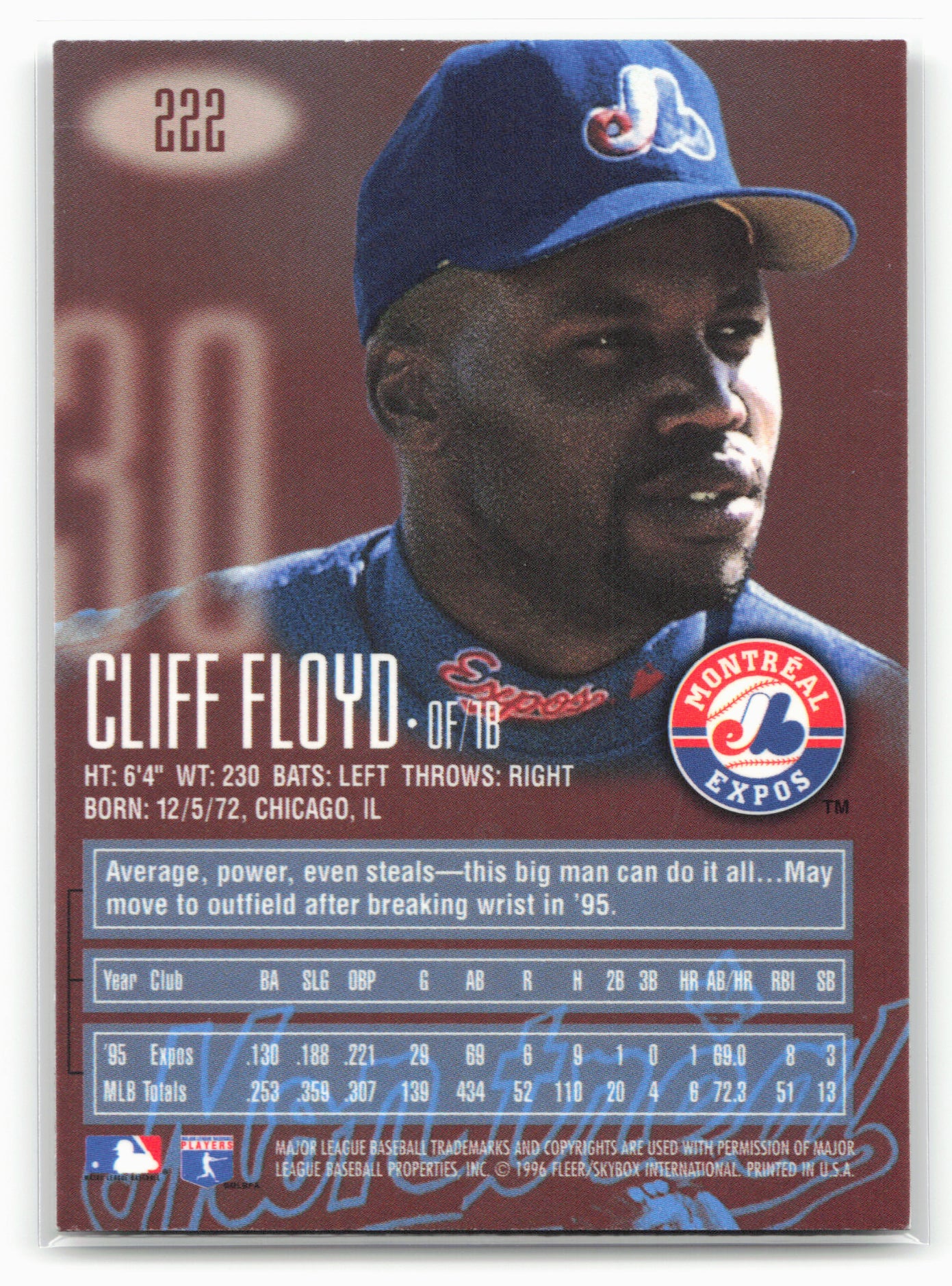 1996 E-Motion XL #222 Cliff Floyd