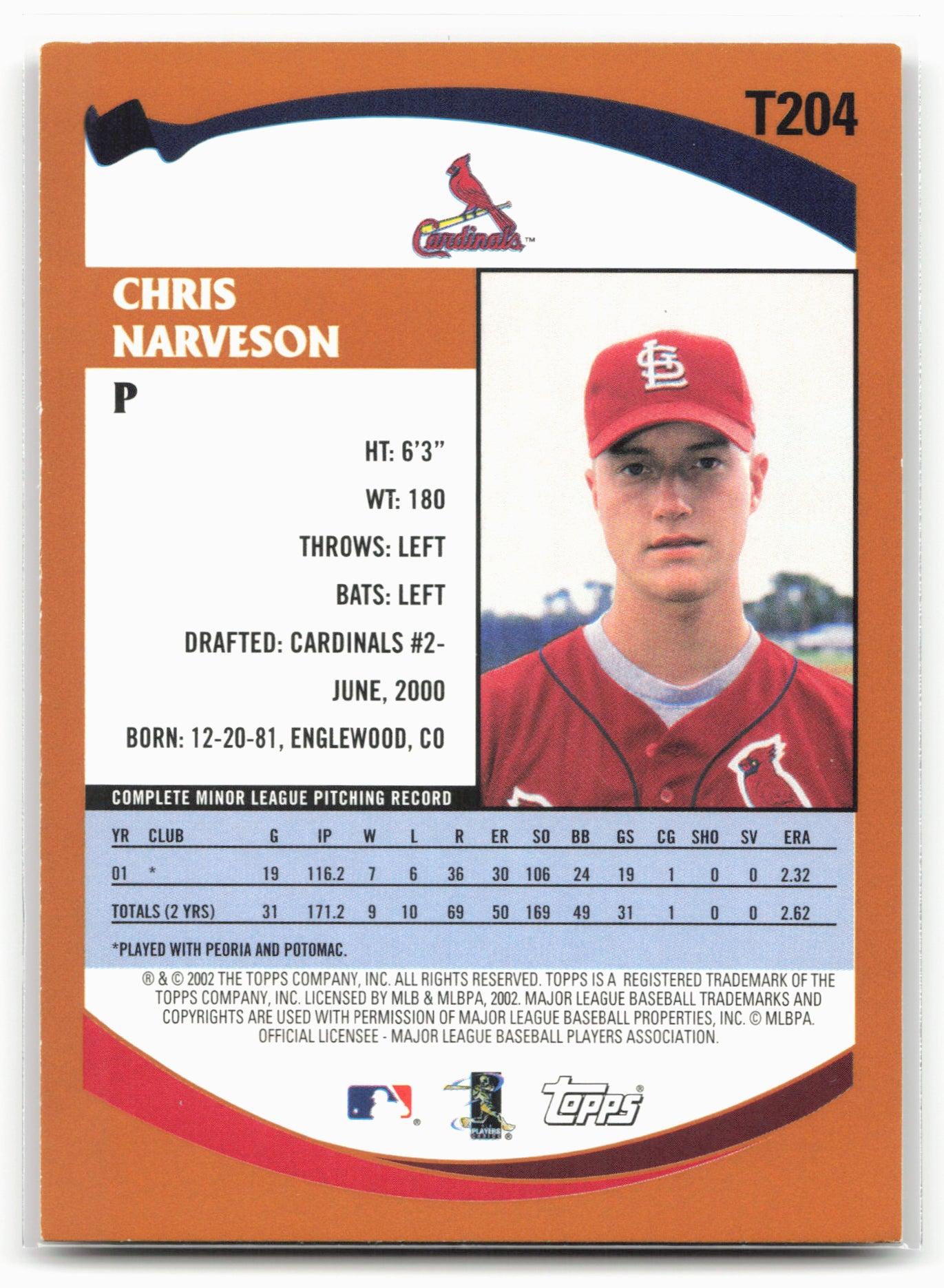 2002 Topps Traded & Rookies #T204 Chris Narveson