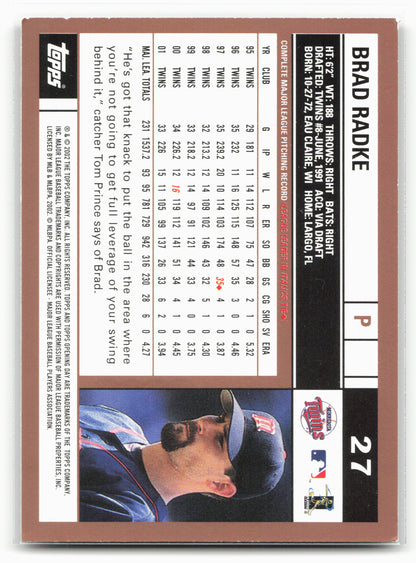 2002 Topps Opening Day #27 Brad Radke