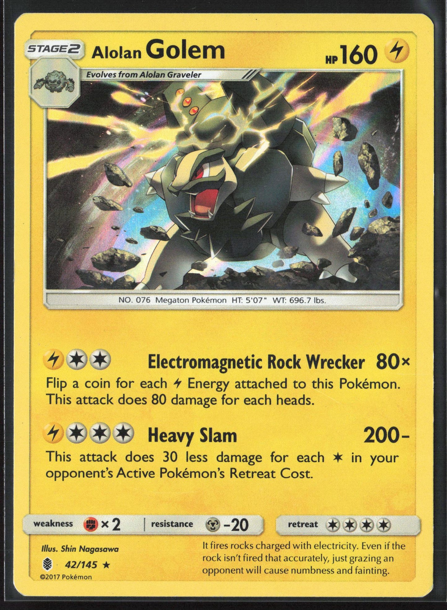 SM - Guardians Rising #42/145 Alolan Golem Holo 22211