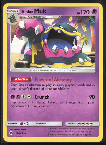 SM Base Set #58/149 Alolan Muk Holo 22213
