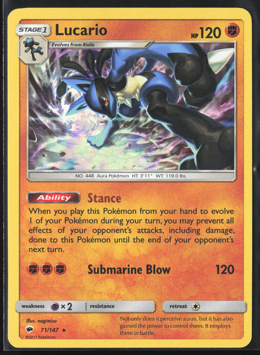 SM - Burning Shadows #71/147 Lucario Holo 22222