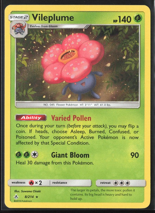 SM - Unbroken Bonds #8/214 Vileplume Holo 22246