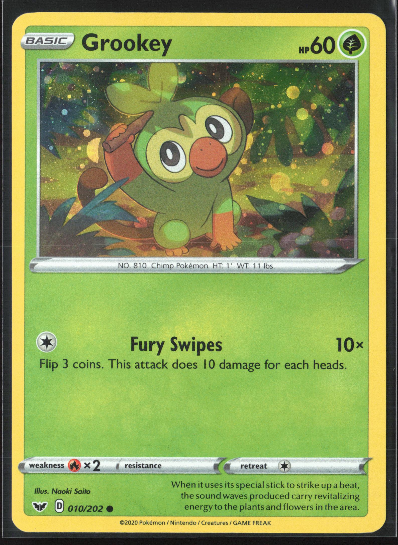 SWSH01: Sword & Shield Base Set #010/202 Grookey (010) Holo 22310