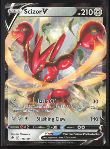 
SWSH03: Darkness Ablaze #118/189 Scizor V Holo