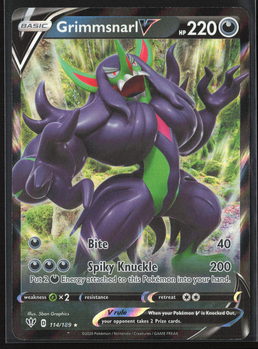 SWSH03: Darkness Ablaze #114/189 Grimmsnarl V Holo 22333