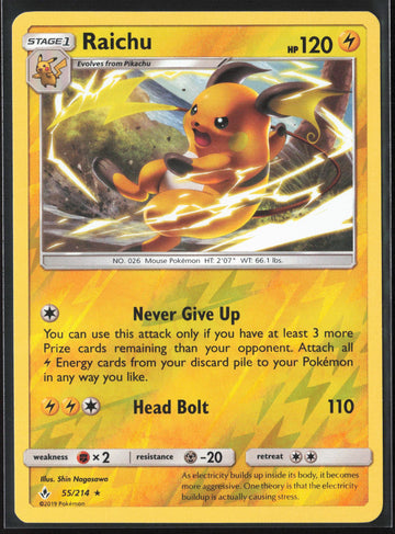 
SM - Unbroken Bonds #55/214 Raichu Reverse Holo 22352