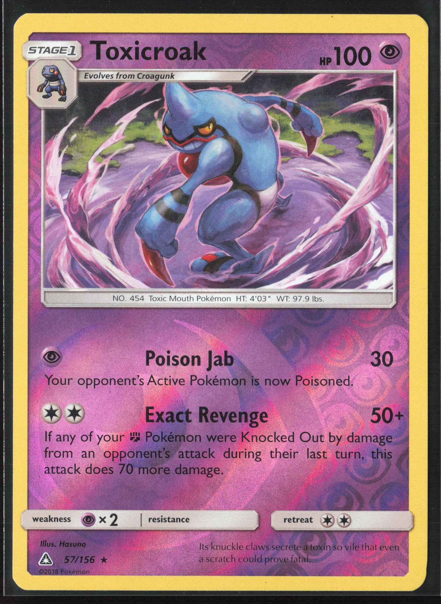 SM - Ultra Prism #57/156 Toxicroak Reverse Holo 22360