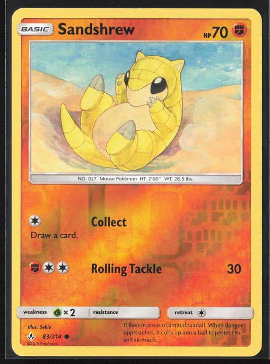 SM - Unbroken Bonds #83/214 Sandshrew Reverse Holo 22361