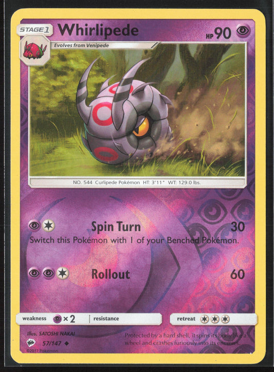 SM - Burning Shadows #57/147 Whirlipede Reverse Holo 22378