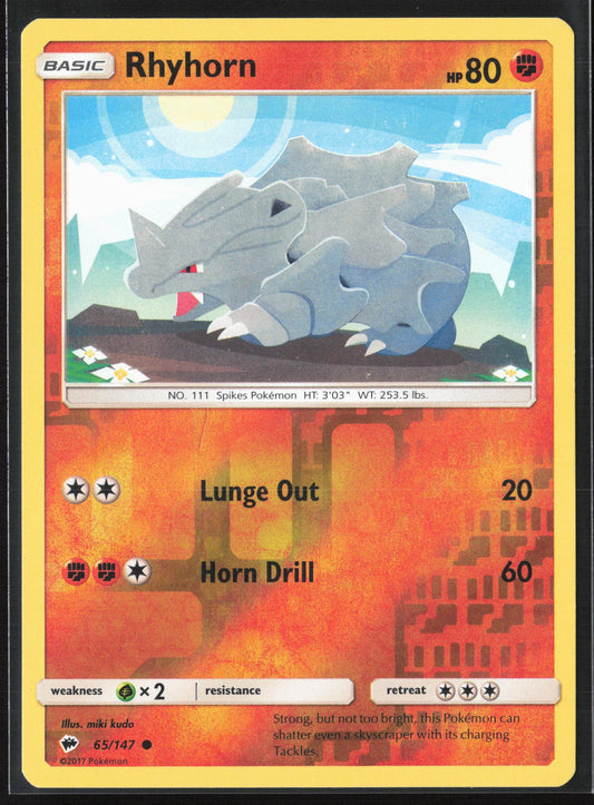 SM - Burning Shadows #65/147 Rhyhorn Reverse Holo 22379