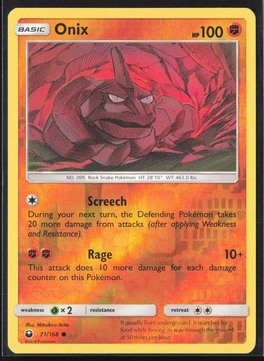 SM - Celestial Storm #71/168 Onix Reverse Holo 22383