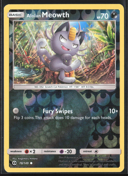 SM Base Set #78/149 Alolan Meowth Reverse Holo 22393