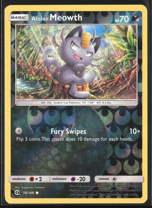 SM Base Set #78/149 Alolan Meowth Reverse Holo 22393