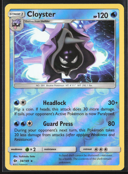 SM Base Set #34/149 Cloyster Reverse Holo 22394