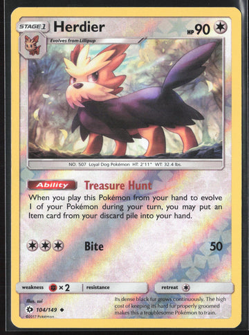SM Base Set #104/149 Herdier Reverse Holo 22396