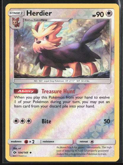 SM Base Set #104/149 Herdier Reverse Holo 22396