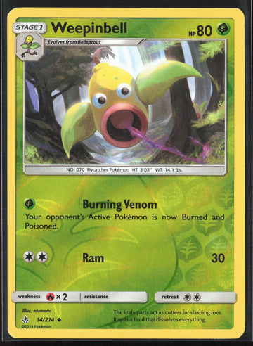 
SM - Unbroken Bonds #14/214 Weepinbell Reverse Holo 22402