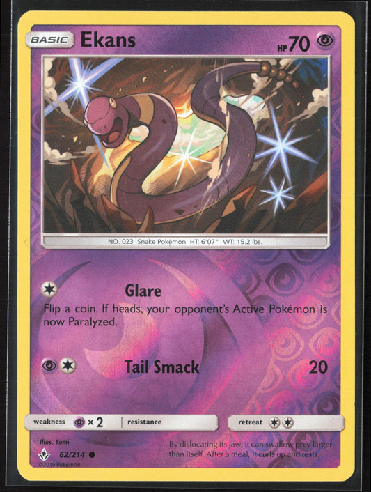 SM - Unbroken Bonds #62/214 Ekans Reverse Holo 22404