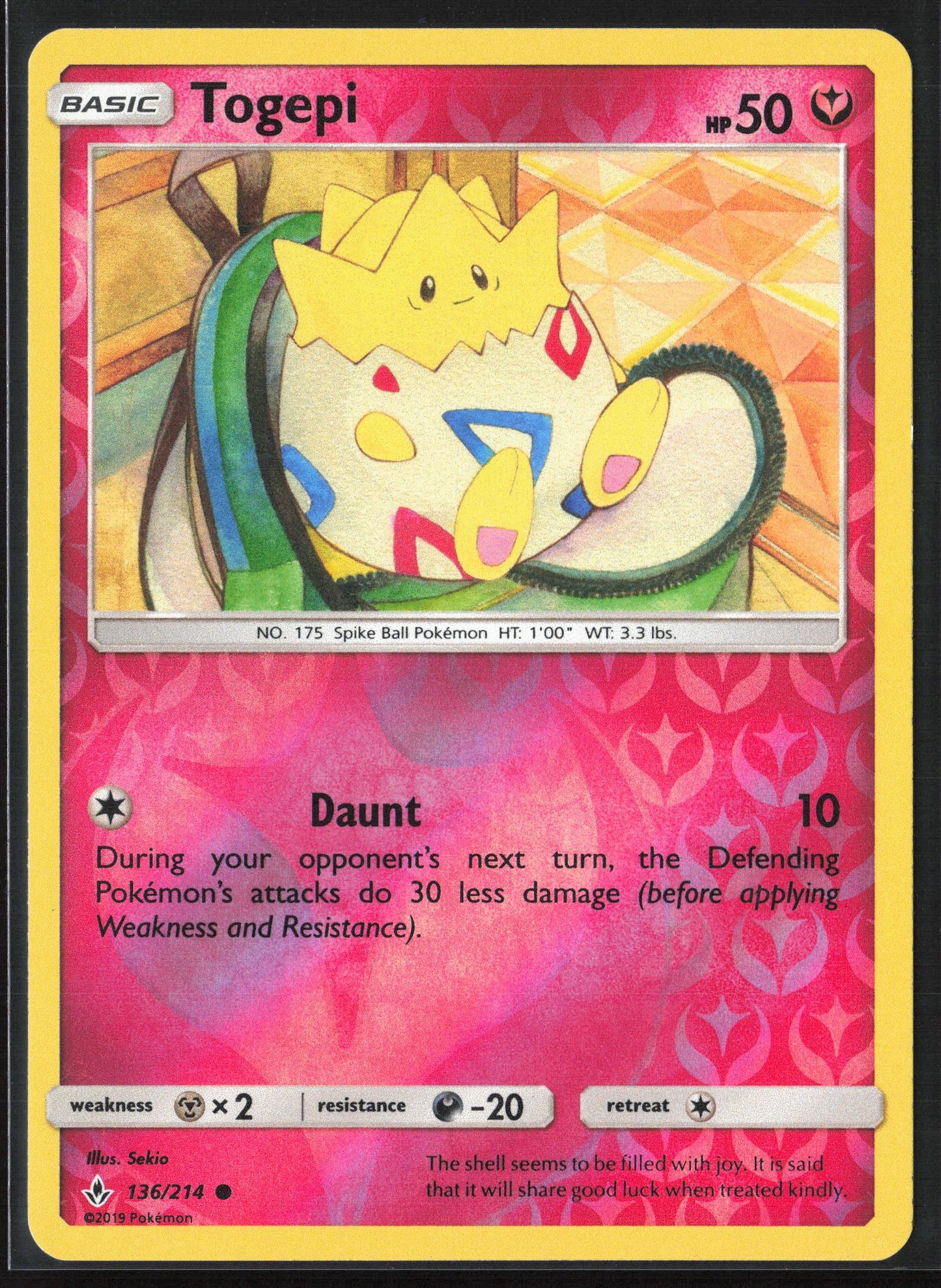 SM - Unbroken Bonds #136/214 Togepi Reverse Holo 22405