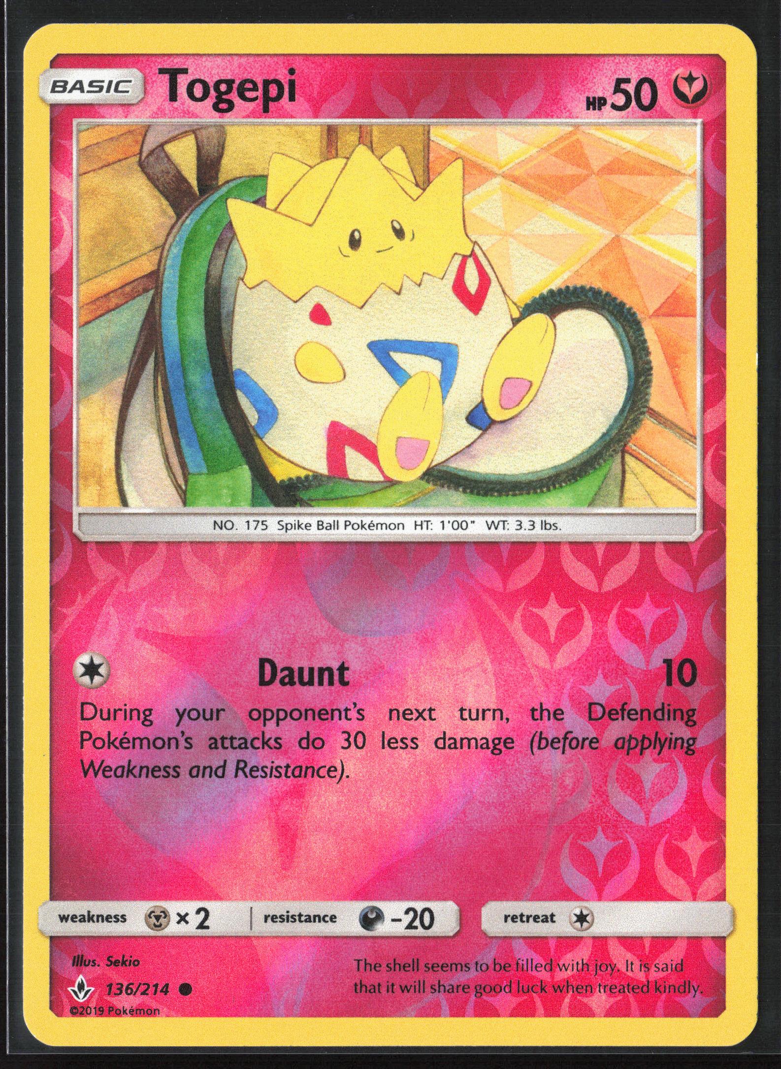 SM - Unbroken Bonds #136/214 Togepi Reverse Holo 22405