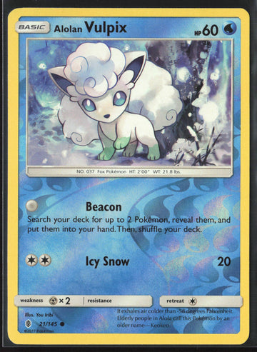 
SM - Guardians Rising #21/145 Alolan Vulpix Reverse Holo 22411