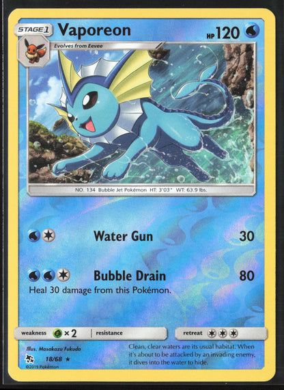 Hidden Fates #18/68 Vaporeon Reverse Holo 22418