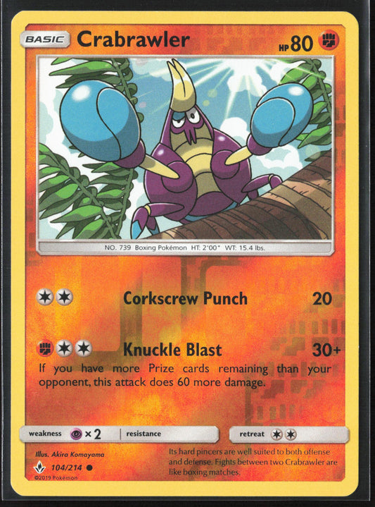 SM - Unbroken Bonds #104/214 Crabrawler Reverse Holo 22456