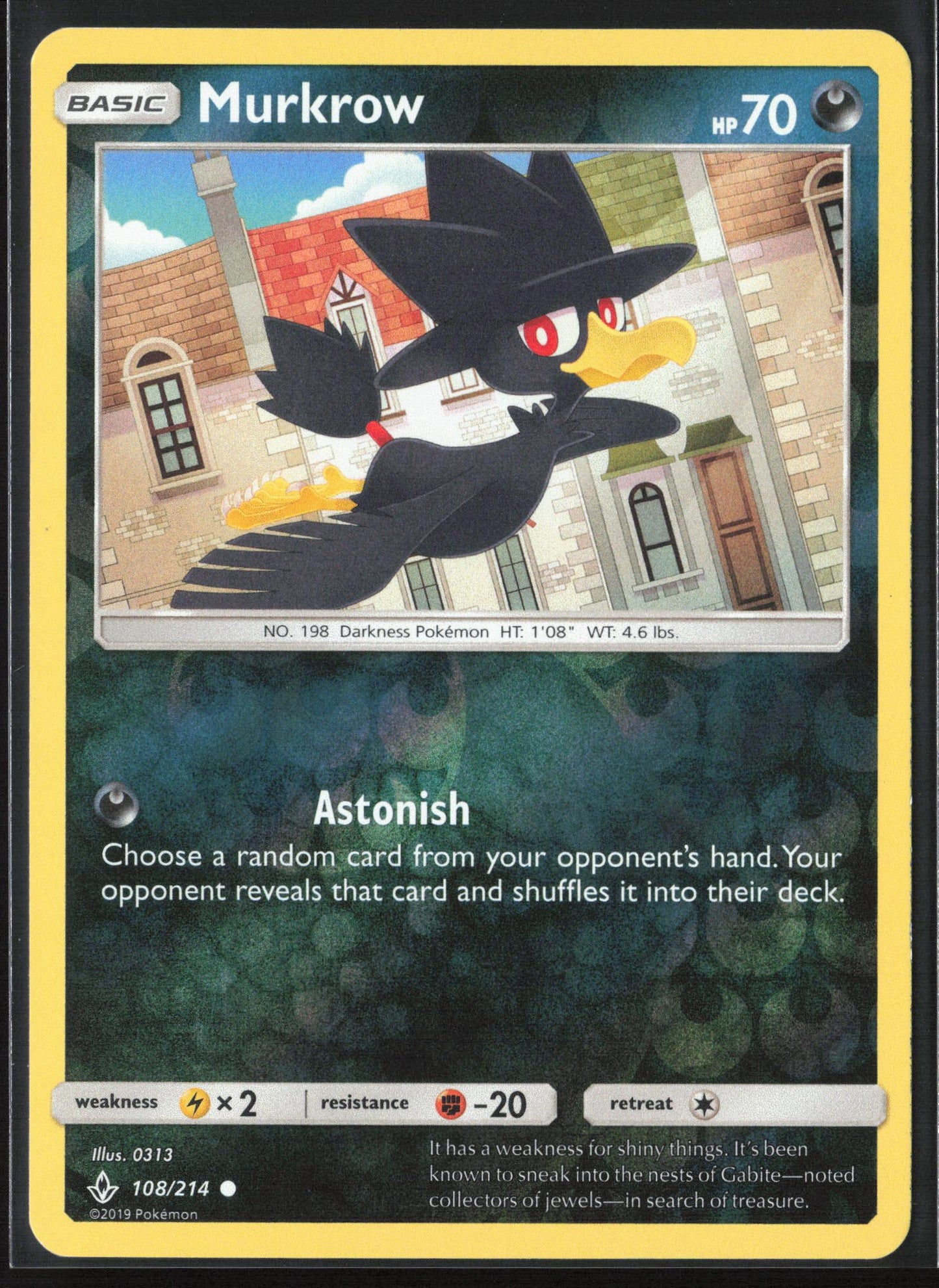 SM - Unbroken Bonds #108/214 Murkrow Reverse Holo 22458
