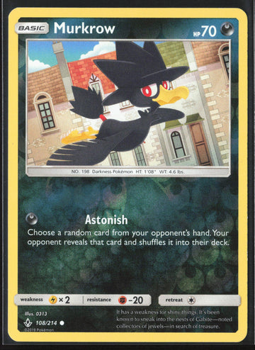 
SM - Unbroken Bonds #108/214 Murkrow Reverse Holo 22458