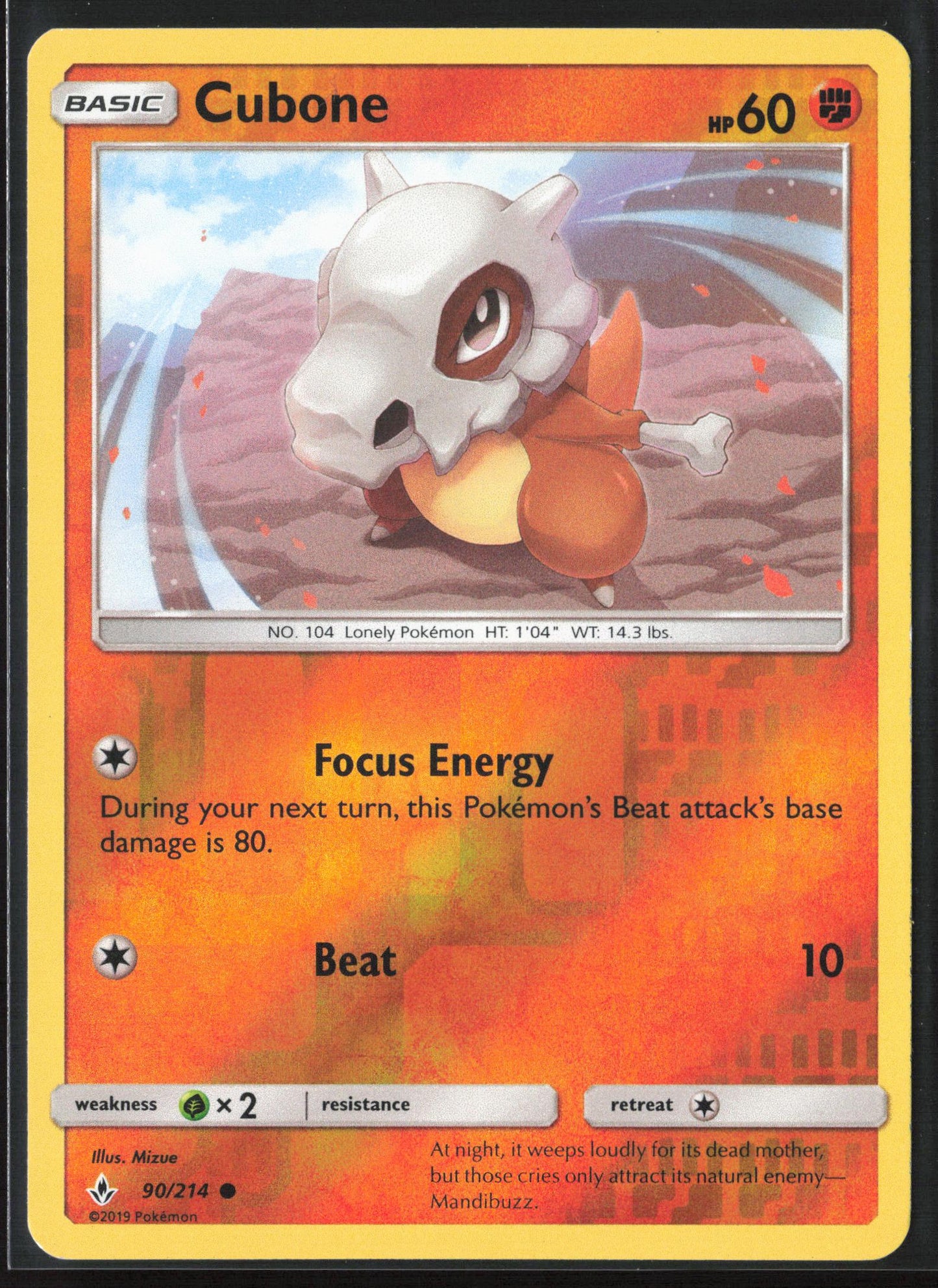 SM - Unbroken Bonds #90/214 Cubone Reverse Holo 22459