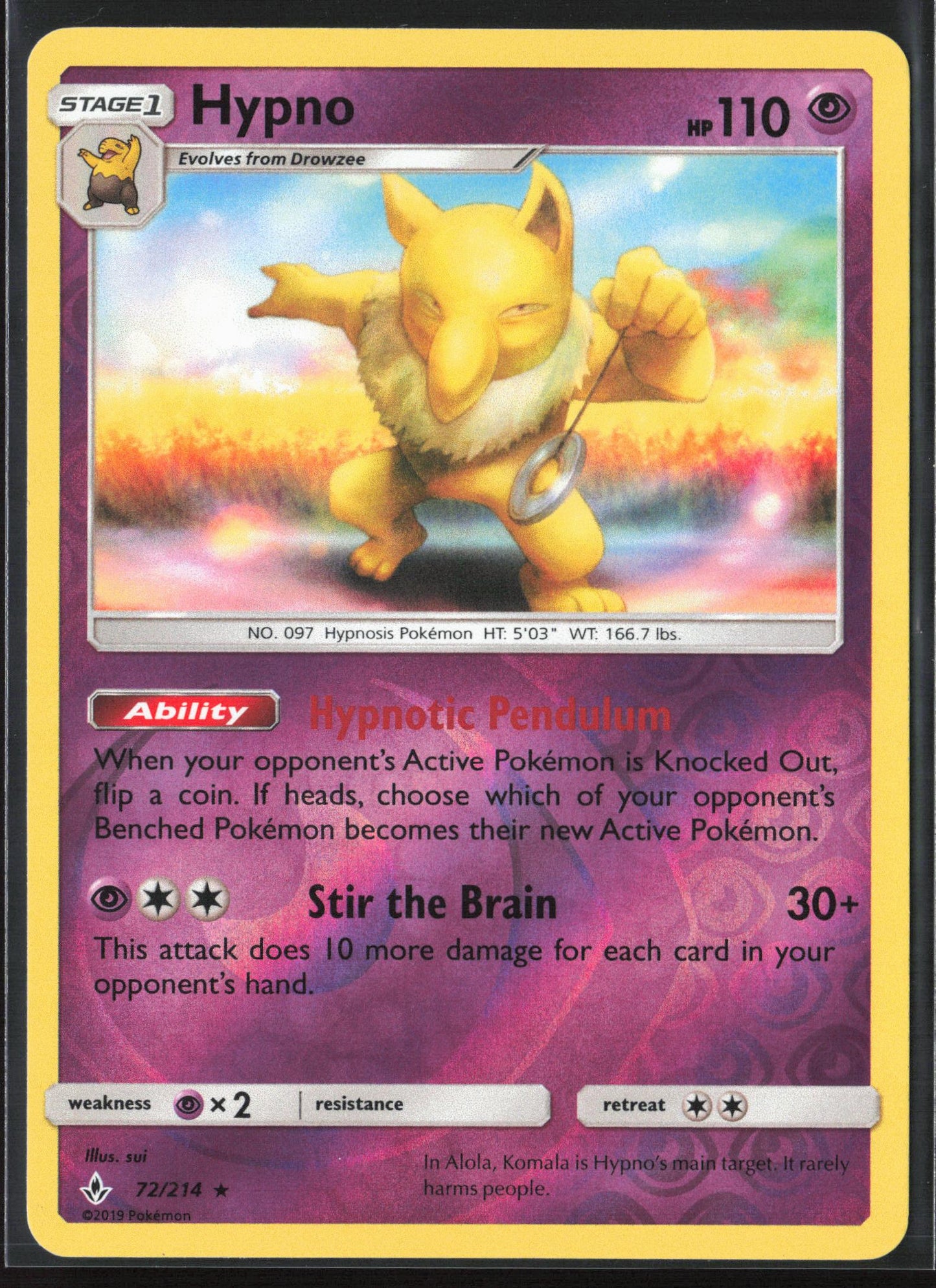 SM - Unbroken Bonds #72/214 Hypno Reverse Holo 22467