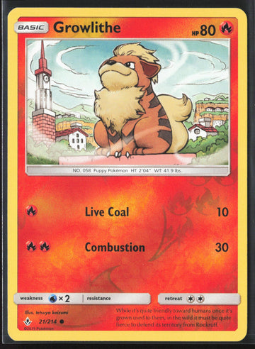 
SM - Unbroken Bonds #21/214 Growlithe Reverse Holo 22468