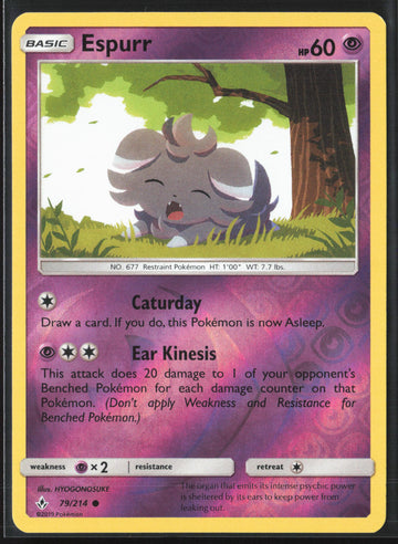
SM - Unbroken Bonds #79/214 Espurr Reverse Holo 22495