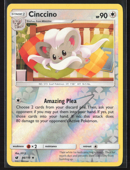 SM - Crimson Invasion #86/111 Cinccino Reverse Holo 22502