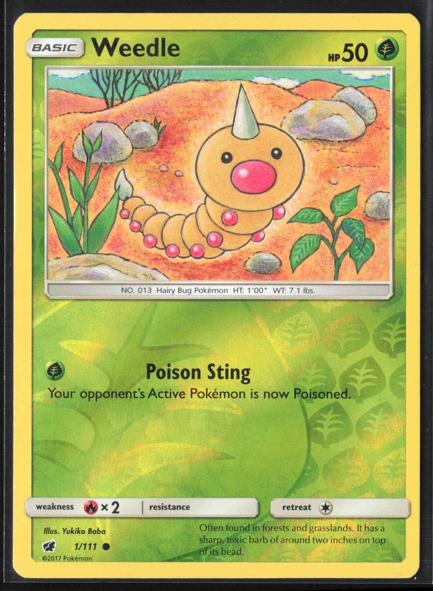 SM - Crimson Invasion #1/111 Weedle Reverse Holo 22525