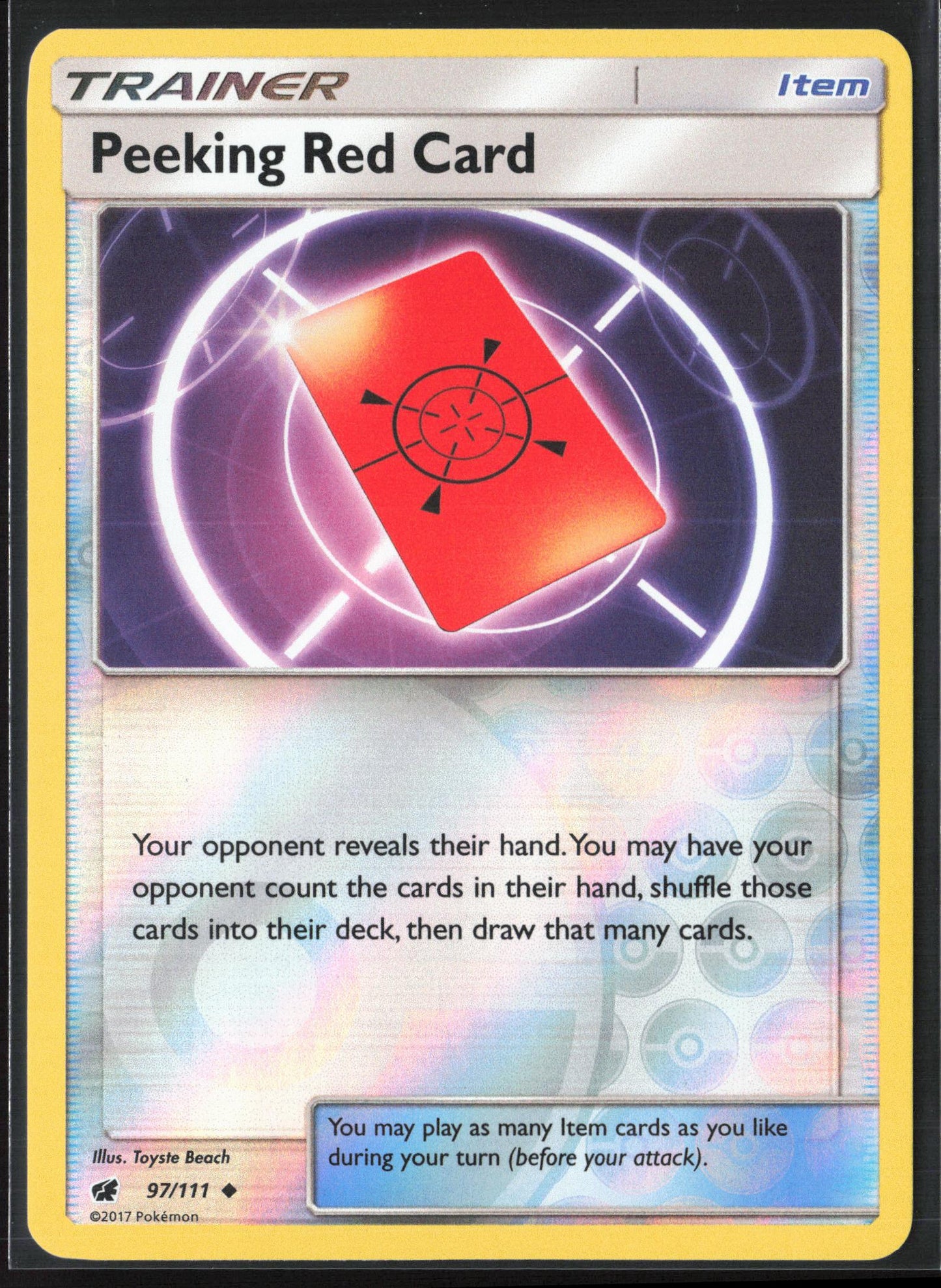 SM - Crimson Invasion #97/111 Peeking Red Card Reverse Holo 22530