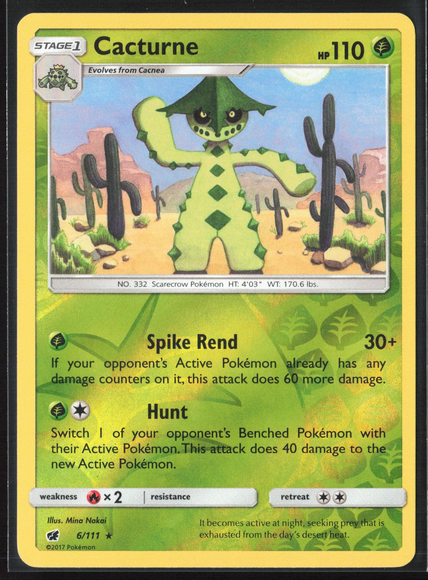 SM - Crimson Invasion #6/111 Cacturne Reverse Holo 22533