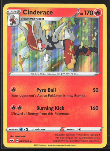 
SWSH01: Sword & Shield Base Set #035/202 Cinderace (035) Holo 22595