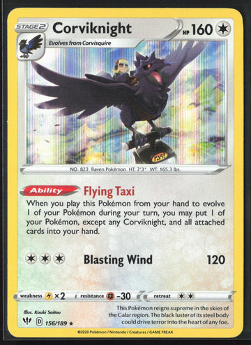 
SWSH03: Darkness Ablaze #156/189 Corviknight Holo 22600