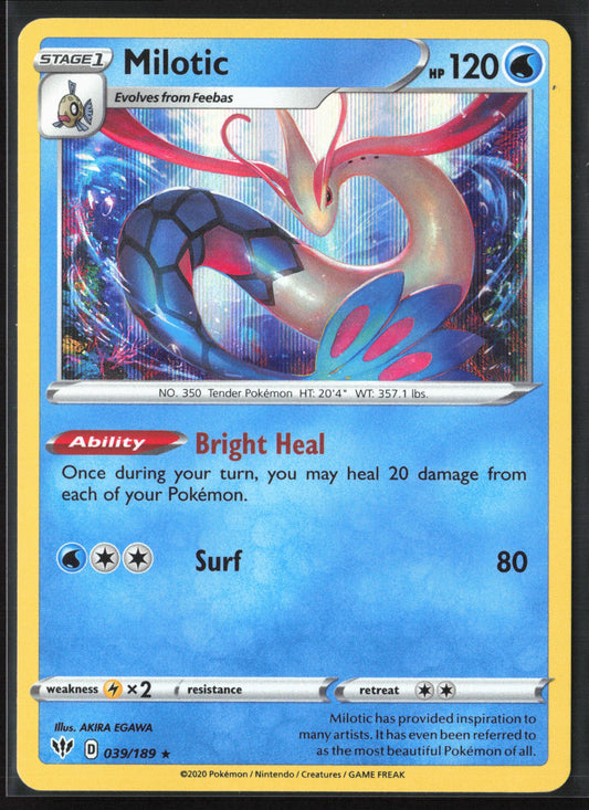 SWSH03: Darkness Ablaze #039/189 Milotic Holo 22602