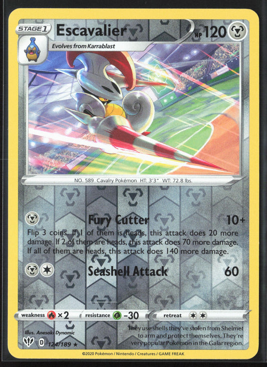SWSH03: Darkness Ablaze #124/189 Escavalier Reverse Holo 22606