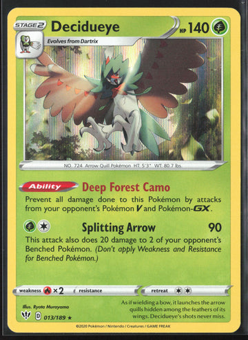 
SWSH03: Darkness Ablaze #013/189 Decidueye Holo 22607