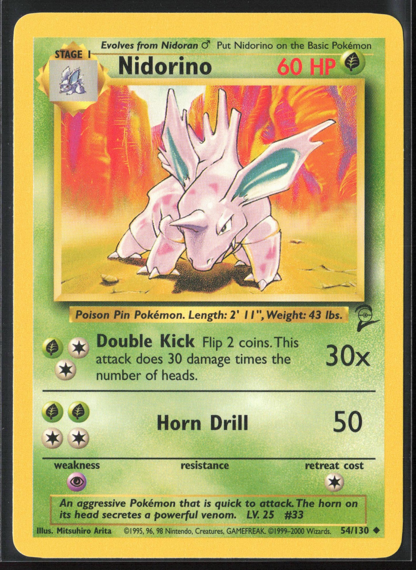 Base Set 2 #054/130 Nidorino Non-Holo 22713