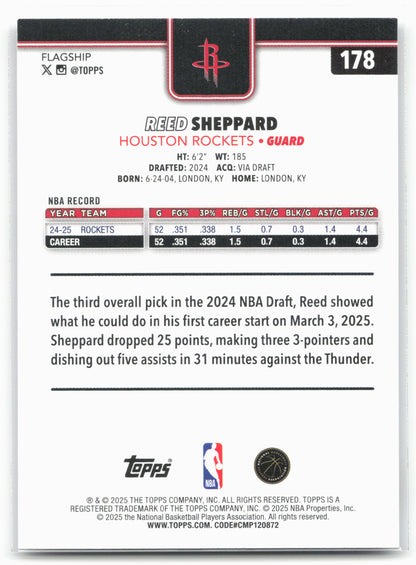 2025-26 Topps #178 Reed Sheppard