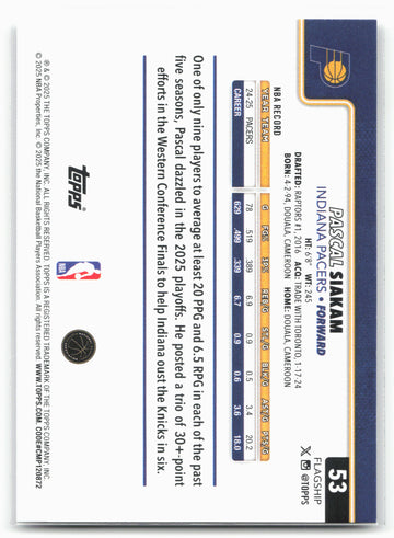 
2025-26 Topps #53 Pascal Siakam