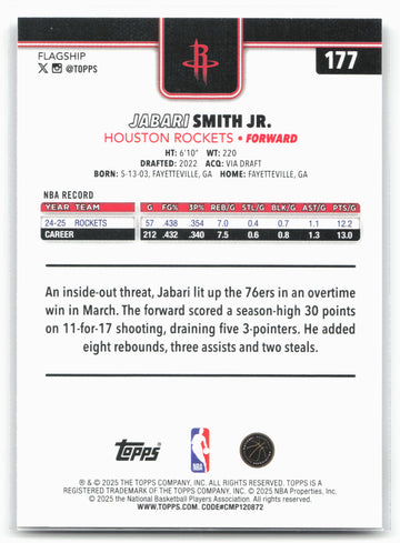 
2025-26 Topps #177 Jabari Smith Jr.