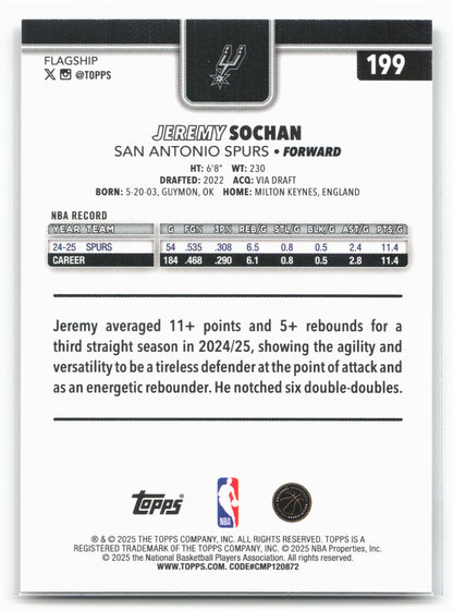 2025-26 Topps #199 Jeremy Sochan