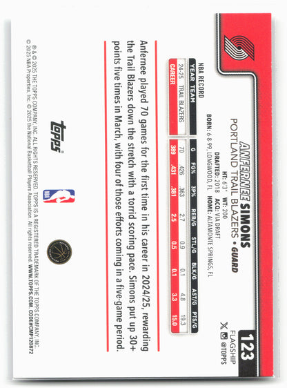 2025-26 Topps #123 Anfernee Simons